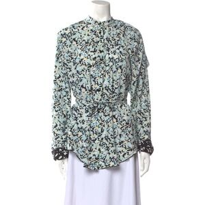 Proenza Schouler Printed Mock Neck Blouse